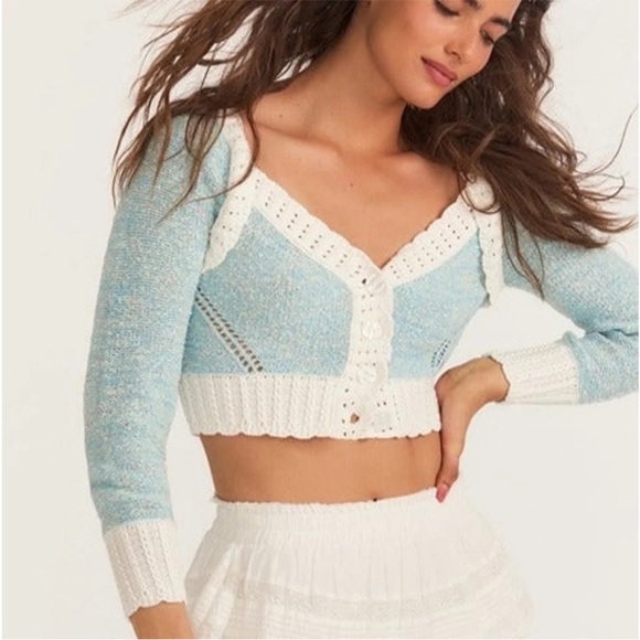 LoveShackFancy Cotton Candy Geneve Crop Cardigan
